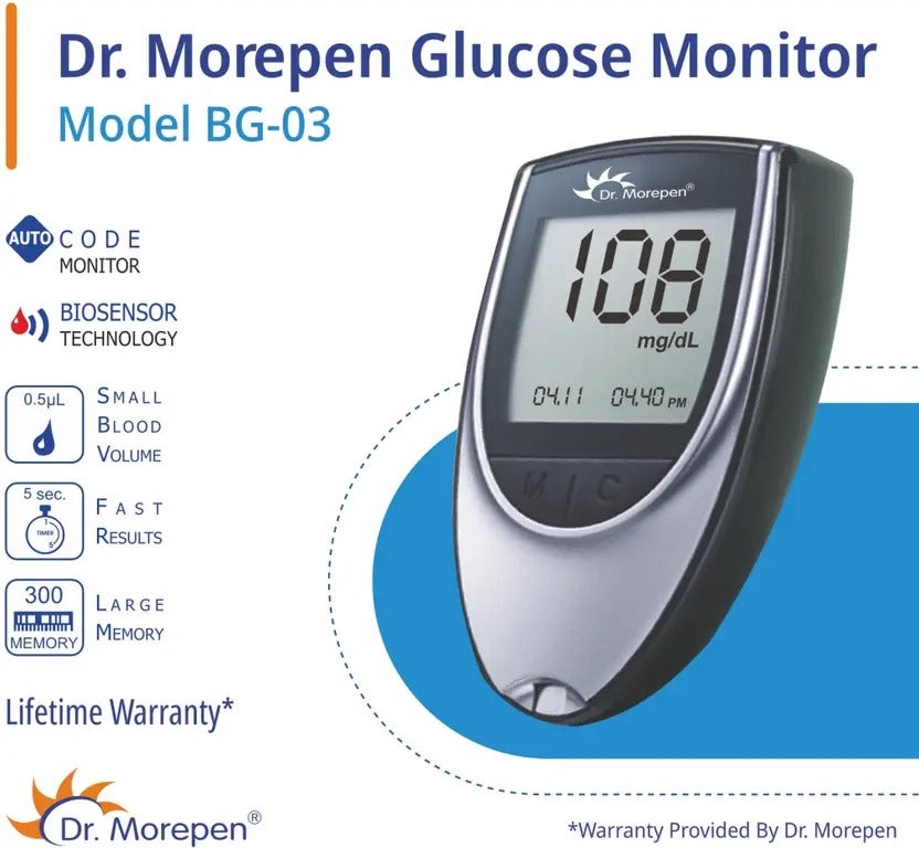 Dr. Morepen BG03 with 50 Strips Glucometer  (Black & Grey)