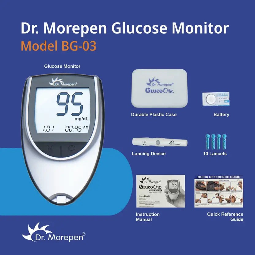 Dr. Morepen BG03 with 50 Strips Glucometer  (Black & Grey)